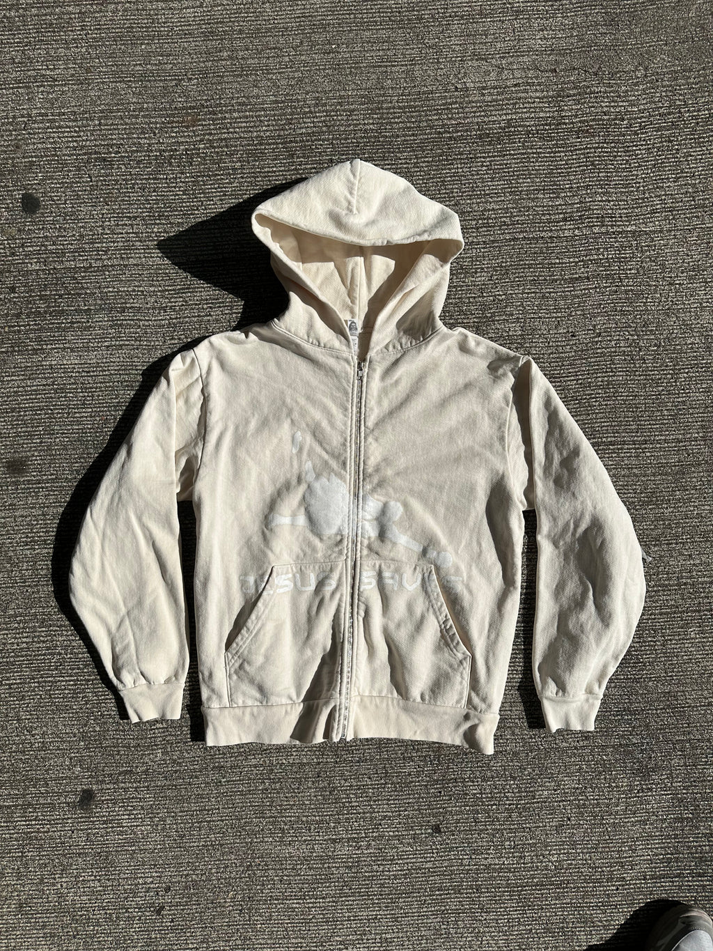 Cream Zip-Up Hoodie