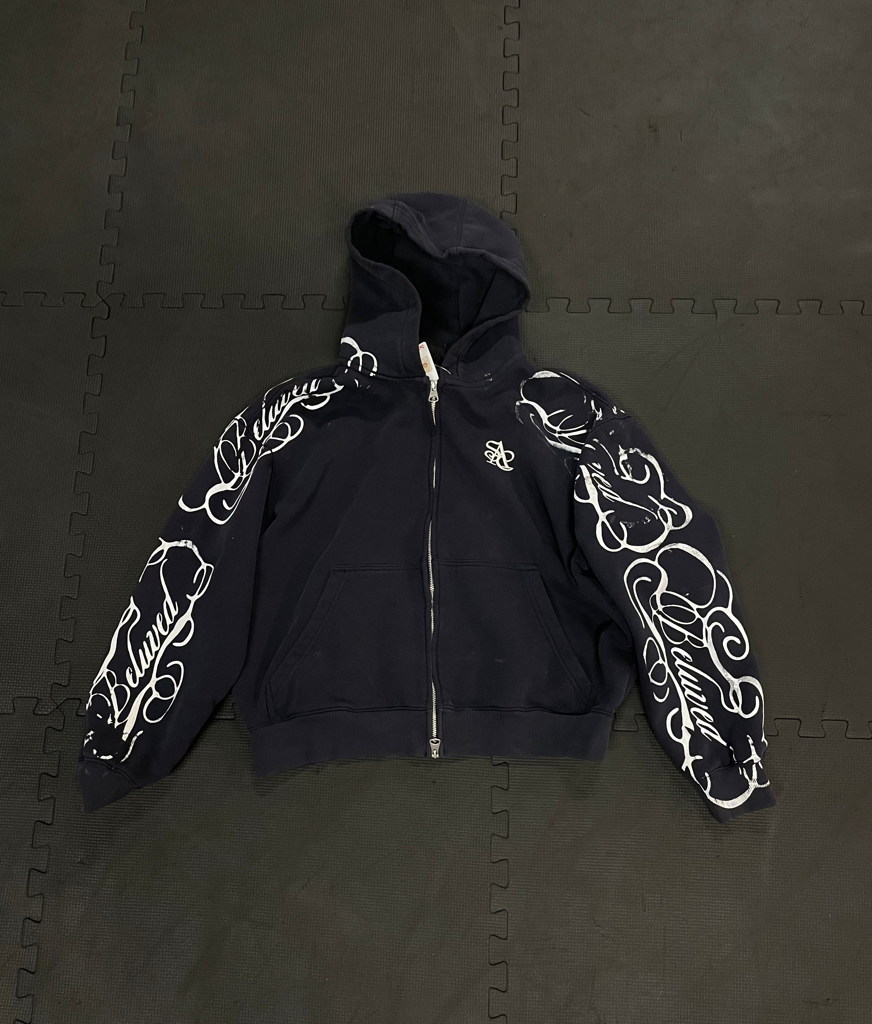 Navy Blue Cropped Zip-up